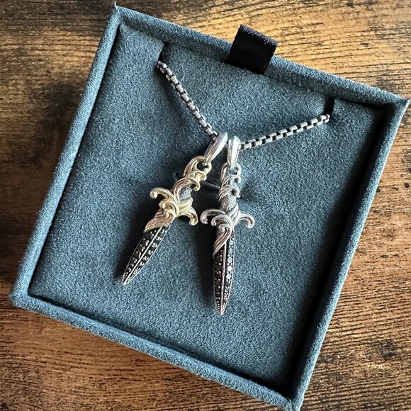 David Yurman Other - David Yurman Two Waves Dagger w/ 18K Gold, Sterling Silver & Diamonds Necklace